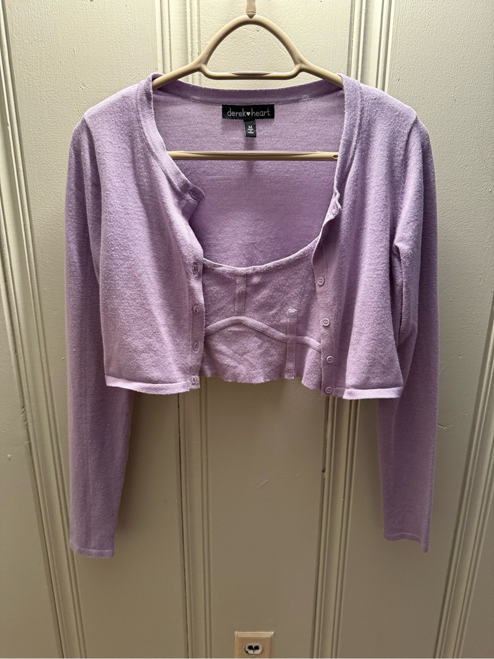 Lavender Knit Crop Cardigan Set